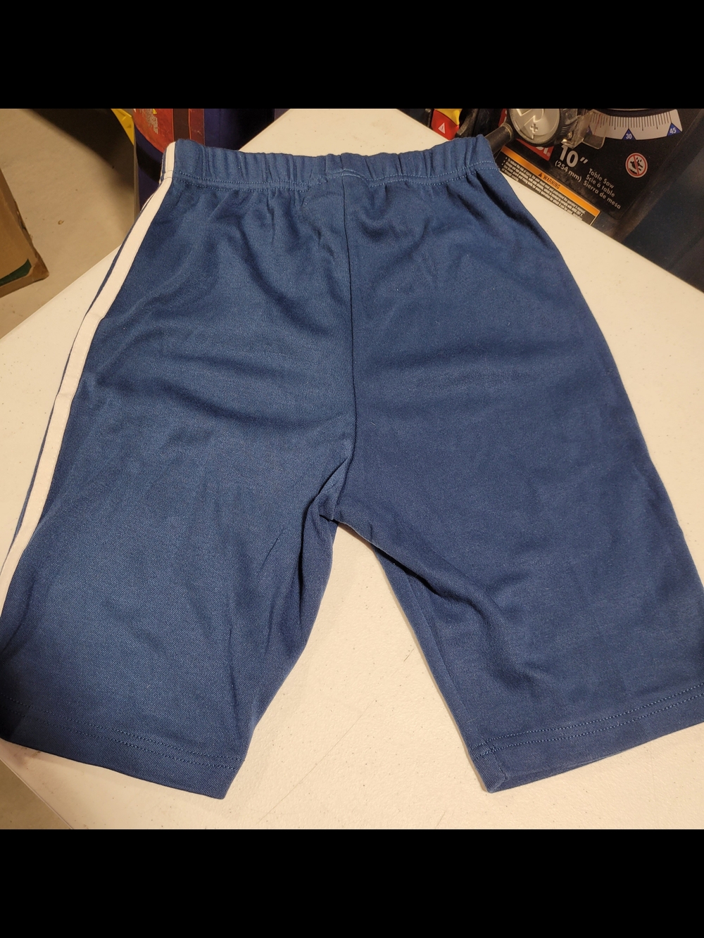 Blue Kids Athletic Shorts with White Side Stripes - Picture 3 of 3